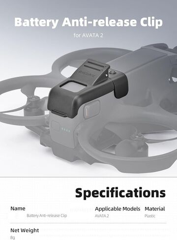 مشبك بطارية BTG مضاد للتحرير متوافق مع أجزاء ملحقات الطائرة بدون طيار DJI Avata 2 in Kuwait