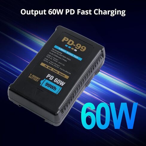 بطارية GVM 99Wh/6700mAh V Mount، بطارية قفل 14.8 فولت مع USB-C، شحن سريع PD60W، D-Tap، مخرج USB-A، مؤشر LED 4 مستويات لكاميرا الفيديو، ضوء فيديو LED ومعدات صناعة الأفلام in Kuwait