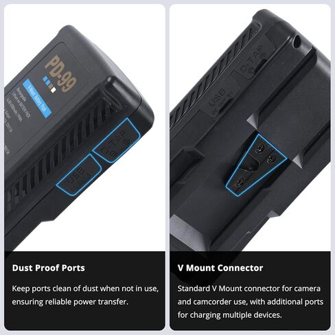 بطارية GVM 99Wh/6700mAh V Mount، بطارية قفل 14.8 فولت مع USB-C، شحن سريع PD60W، D-Tap، مخرج USB-A، مؤشر LED 4 مستويات لكاميرا الفيديو، ضوء فيديو LED ومعدات صناعة الأفلام in Kuwait