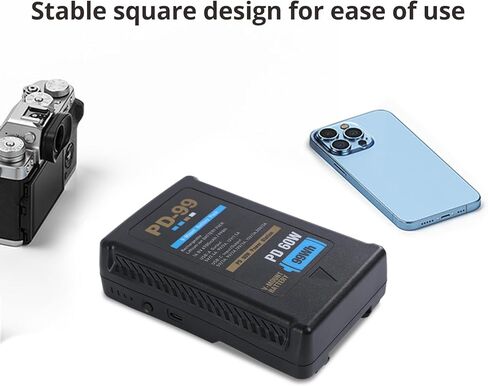 بطارية GVM 99Wh/6700mAh V Mount، بطارية قفل 14.8 فولت مع USB-C، شحن سريع PD60W، D-Tap، مخرج USB-A، مؤشر LED 4 مستويات لكاميرا الفيديو، ضوء فيديو LED ومعدات صناعة الأفلام in Kuwait
