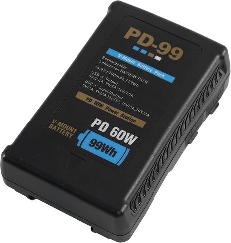 بطارية GVM 99Wh/6700mAh V Mount، بطارية قفل 14.8 فولت مع USB-C، شحن سريع PD60W، D-Tap، مخرج USB-A، مؤشر LED 4 مستويات لكاميرا الفيديو، ضوء فيديو LED ومعدات صناعة الأفلام in Kuwait