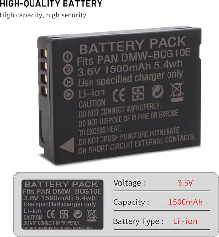 2 حزمة DMW-BCG10 DMW-BCG10E DMW-BCG10PP بطارية مع شاحن سريع لباناسونيك لوميكس DMC-ZR1، ZR3، ZS3، ZS5، ZS6، ZS7، ZS8، ZS10، ZS15، ZS19، ZS20، ZS25، TZ7، TZ10، TZ19، TZ20، TZ30 in Kuwait