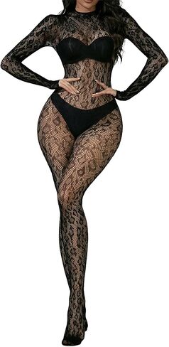 المرأة شبكة صيد السمك ارتداءها الدانتيل ليوبارد Bodystocking بذلة كامل الجسم قطعة واحدة شبكة الملابس الداخلية نادي الحفلات in Kuwait