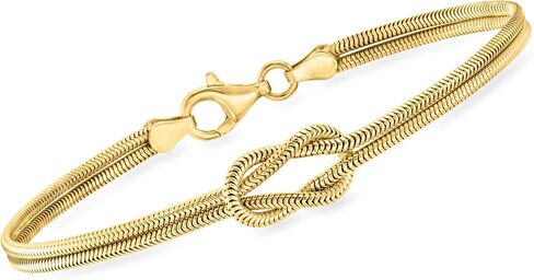 Pure Collection by Ross-Simons Italian 18kt Gold Over Sterling Knot Snake-Chain Bracelet in Saudi Arabia