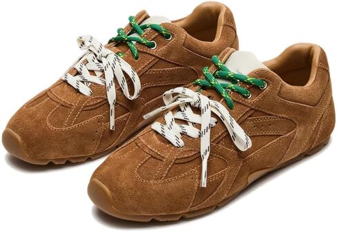 Wnshonzy Sneakers for Women Fashion Shoes Suede Leather Camel Casual Work School Prom Campus Cute Gym Sport in Saudi Arabia
