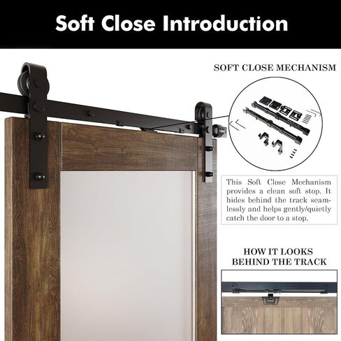 Dark Walnut 26 x 84 in. Sliding Barn Door, Set of 2 Doors, Half Lite Frosted Glass,Assembly Required, with 9 ft Double Door Hardware Kit, Non-Bypass, Interior Use in Saudi Arabia