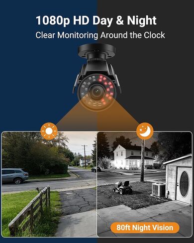 كاميرا أمان Anlapus 1080P Hybrid 4 في 1، كاميرا CCTV داخلية وخارجية مكونة من قطعتين مع رؤية ليلية 80 قدمًا، هيكل معدني مقاوم للطقس IP66، TVI/CVI/AHD/CVBS لنظام DVR تناظري 1080P/5MP/4K. in Kuwait