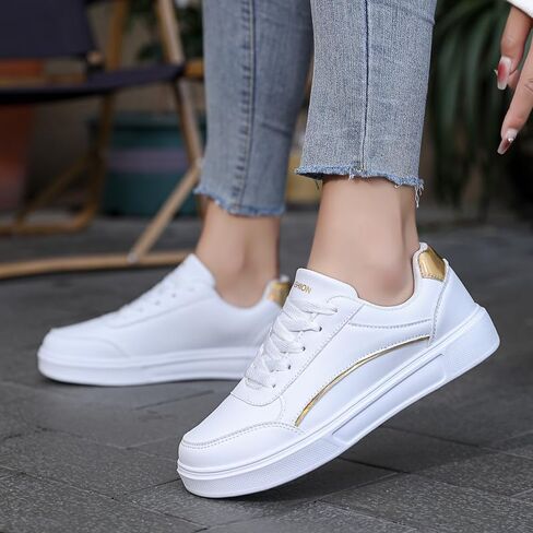 Women's Casual Low-Top Platform Sneakers Skate Shoes Classic Black and White in Kuwait