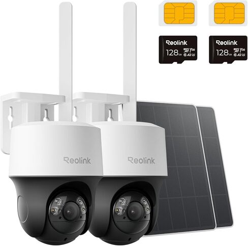 كاميرا أمان خلوية REOLINK 2K 4G LTE لاسلكية في الهواء الطلق + بطاقة SD سعة 128 جيجابايت - عبوتان، 360 درجة PT والتعامل التلقائي، لا تعمل بالطاقة الشمسية WiFi، رؤية ليلية ملونة، كشف ذكي، بطاقة Sim متضمنة، Go PT S Lite+SP in Kuwait