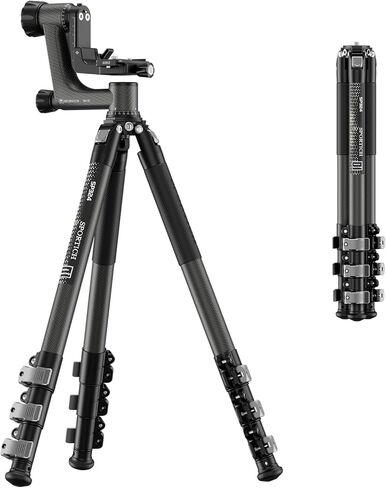 حامل ثلاثي من ألياف الكربون SP324 عالي التحمل ومجموعة رأس BH-10 Gimbal، احترافية للمناظر الطبيعية والحياة البرية وتصوير الطيور والرياضة والمقربة الطويلة وتتبع الفيديو، يدعم ما يصل إلى 33 رطل/15 كجم in Kuwait