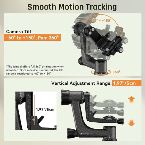 حامل ثلاثي من ألياف الكربون SP324 عالي التحمل ومجموعة رأس BH-10 Gimbal، احترافية للمناظر الطبيعية والحياة البرية وتصوير الطيور والرياضة والمقربة الطويلة وتتبع الفيديو، يدعم ما يصل إلى 33 رطل/15 كجم in Kuwait