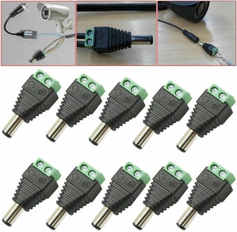 DC Male Female Power Balun Connector CCTV 12V/24V/56V Power Jack Adapter Plug Solderless Socket for CCTV Camera/DVR/LED Strip - 5 Pairs in Kuwait