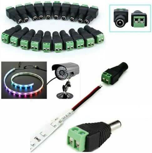 DC Male Female Power Balun Connector CCTV 12V/24V/56V Power Jack Adapter Plug Solderless Socket for CCTV Camera/DVR/LED Strip - 5 Pairs in Kuwait