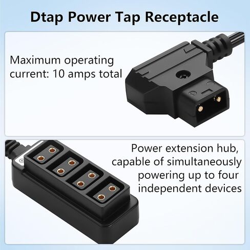 CERRXIAN 2FT D-tap كابل الفاصل، D الحنفية ذكر إلى 4 منافذ DTap أنثى الفاصل كابل الطاقة المحور، محول الفاصل P-الصنبور، لبطارية الكاميرا V-Mount in Kuwait