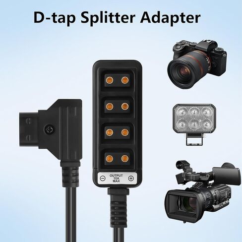 CERRXIAN 2FT D-tap كابل الفاصل، D الحنفية ذكر إلى 4 منافذ DTap أنثى الفاصل كابل الطاقة المحور، محول الفاصل P-الصنبور، لبطارية الكاميرا V-Mount in Kuwait