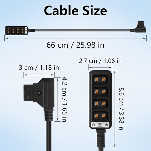 CERRXIAN 2FT D-tap كابل الفاصل، D الحنفية ذكر إلى 4 منافذ DTap أنثى الفاصل كابل الطاقة المحور، محول الفاصل P-الصنبور، لبطارية الكاميرا V-Mount in Kuwait