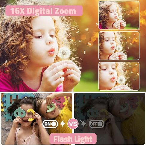 كاميرا رقمية، كاميرا مدمجة FHD 1080P مع بطاقة 32 جيجابايت، كاميرا 48 ميجابكسل 2.4 بوصة LCD 16X تكبير رقمي للأطفال والطلاب والمراهقين والبنات (وردي) in Kuwait