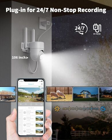 كاميرا أمان خلوية LIWAN 4G LTE سلكية، لا توجد كاميرا أمان WiFi خارجية، مكون إضافي للتسجيل على مدار الساعة طوال أيام الأسبوع، بطاقة SIM مدمجة، أبيض in Kuwait