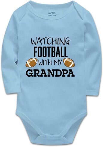 Watching Football with My Grandpa Gift Baby Boy or Baby Girl Bodysuit Baby Onesie 0-24Months in Saudi Arabia