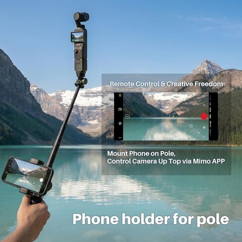 حامل هاتف لـ DJI Osmo Pocket 3 4 حامل ثلاثي القوائم، ملحقات توسيع دوارة 360 درجة مع حذاء بارد وخيط 1/4 بوصة، مشبك هاتف ذكي لحامل الميكروفون وعصا سيلفي ثلاثية القوائم 10-20 مم لتصوير مدونة الفيديو in Kuwait