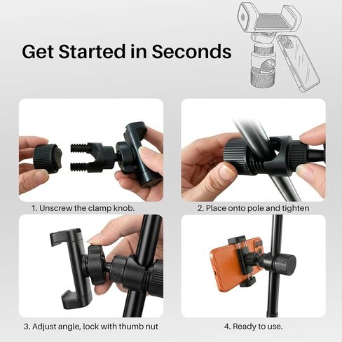 حامل هاتف لـ DJI Osmo Pocket 3 4 حامل ثلاثي القوائم، ملحقات توسيع دوارة 360 درجة مع حذاء بارد وخيط 1/4 بوصة، مشبك هاتف ذكي لحامل الميكروفون وعصا سيلفي ثلاثية القوائم 10-20 مم لتصوير مدونة الفيديو in Kuwait