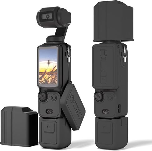 غطاء حماية من السيليكون للجيب 3، 4 قطع حافظة حماية لـ DJI OSMO Pocket 3، حافظة واقية، واقي عدسة، لـ DJI OSMO Pocket 3 Creator Combo (أسود، 4) in Kuwait