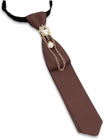 Skinny Ties for Women Girls, Womens Neck Tie Girls Uniform Necktie with Pearl Rhinestone for School Party Wedding in Saudi Arabia
