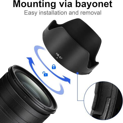 HB-87 Bayonet Flower Lens Hood Shade for Nikon NIKKOR Z 24-70mm f/2.8 S (Not for Z 24-70mm f/4 S),Lens - Replace Nikon HB-87,Anti - Flare,Protect Lens​,Reversible Design in Kuwait