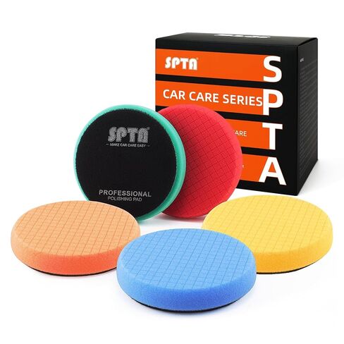 Buffing Polishing Pads, SPTA 5Pcs 3.5 Inch Face for 3 Inch 76mm Backing Plate Mix Cutting force Buffing Pads Cutting Polishing Pad Kit For Car Buffer Polisher Compounding,Polishing, Waxing -FPTFS3-MIX in Kuwait