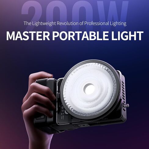 Yunseity 200W RGB LED Video Light، 2500-10000K 13400lux LED ضوء التصوير الفوتوغرافي مع شاشة 1.3 بوصة والتحكم في التطبيق لصناعة الأفلام في استوديو التصوير الفوتوغرافي in Kuwait