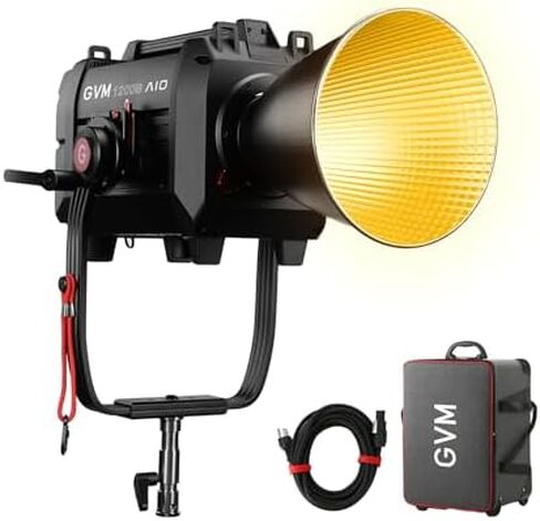 GVM 1200W LED Video Light مع غطاء قياسي، 1200B AIO Film Lighting Kit، 42800lux/3m طقم إضاءة التصوير الفوتوغرافي مع تحكم DMX، إضاءة فيديو الإخراج المستمر للإنتاج التلفزيوني، البث المباشر in Kuwait