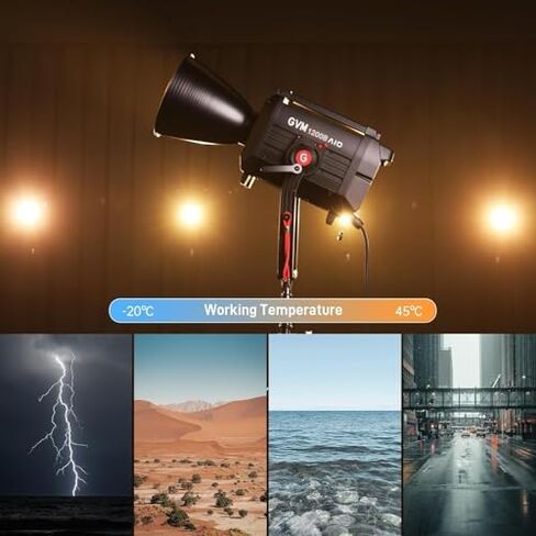 GVM 1200W LED Video Light مع غطاء قياسي، 1200B AIO Film Lighting Kit، 42800lux/3m طقم إضاءة التصوير الفوتوغرافي مع تحكم DMX، إضاءة فيديو الإخراج المستمر للإنتاج التلفزيوني، البث المباشر in Kuwait