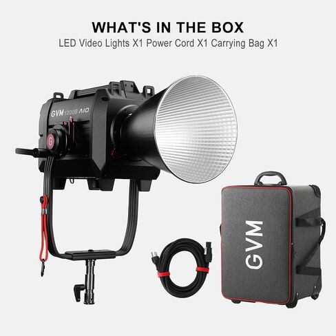 GVM 1200W LED Video Light مع غطاء قياسي، 1200B AIO Film Lighting Kit، 42800lux/3m طقم إضاءة التصوير الفوتوغرافي مع تحكم DMX، إضاءة فيديو الإخراج المستمر للإنتاج التلفزيوني، البث المباشر in Kuwait