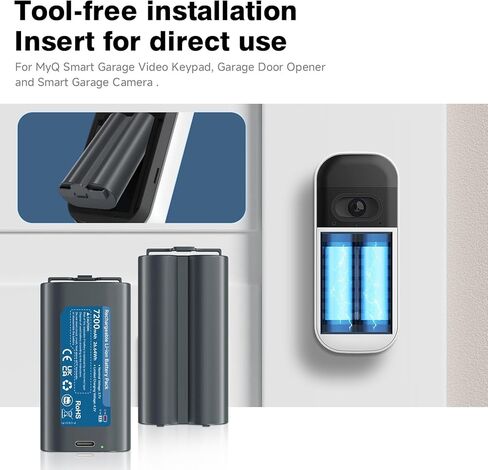 CITYORK 7200mAh Replacement Battery with Charge Station for myQ Smart Garage Video Keypad, Dual Port Charger for myQ Video Keypad Camera Only in Kuwait