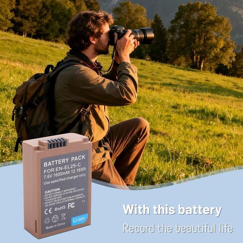 عبوتان بطارية بديلة EN-EL25 EN-EL25a مع منفذ شحن سريع USB-C متوافق مع كاميرا Nikon ZFC / Z30 / Z50، شاحن MH-32 1600 مللي أمبير في الساعة in Kuwait