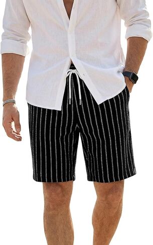 JMIERR Men’s Casual Stripes Shorts Relaxed Fit Elastic Waist Drawstring Shorts in Saudi Arabia