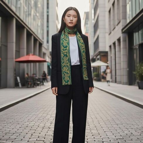 Korean Phoenix Motif Sash Belt, 270cm Hanbok-Inspired Waist Belt, Unisex, 7 Colors, Traditional K-pop Pattern in Saudi Arabia