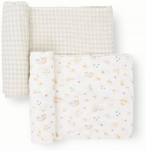 Little Unicorn Large Stretch Knit Swaddle Blanket 2 Pack| Super Soft with Optimal Stretch for swaddling | Giftable Set (Frost Green) in Kuwait