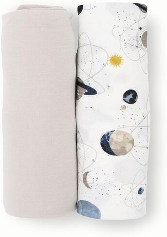 Little Unicorn Large Stretch Knit Swaddle Blanket 2 Pack| Super Soft with Optimal Stretch for swaddling | Giftable Set (Frost Green) in Kuwait
