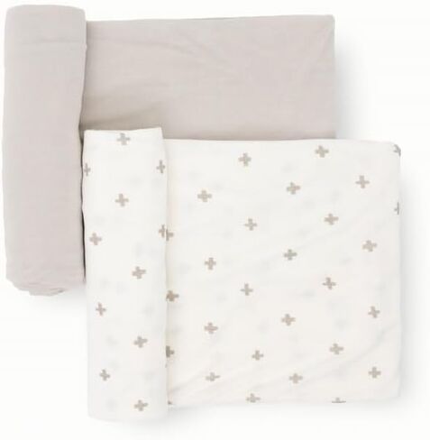 Little Unicorn Large Stretch Knit Swaddle Blanket 2 Pack| Super Soft with Optimal Stretch for swaddling | Giftable Set (Frost Green) in Kuwait
