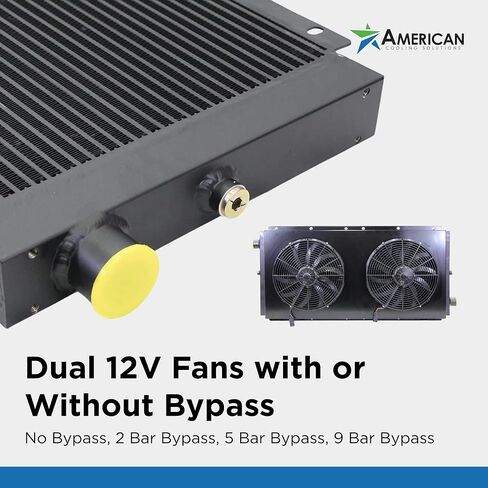 Mobile Hydraulic Oil Cooler, 0-120 GPM, 60HP, with Dual 12V Fans with or Without Bypass (8 Bar (116 psi) Bypass) in Saudi Arabia