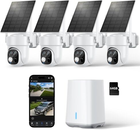 SV3C Security Cameras Wireless Outdoor, 2K Dual Lens Camera for Home Security with Solar Powered, Auto Tracking, 360°Pan & Tilt, No Subscription Fees, Color Night Vision, 2-Way Audio, (Add-on Camera) in Kuwait