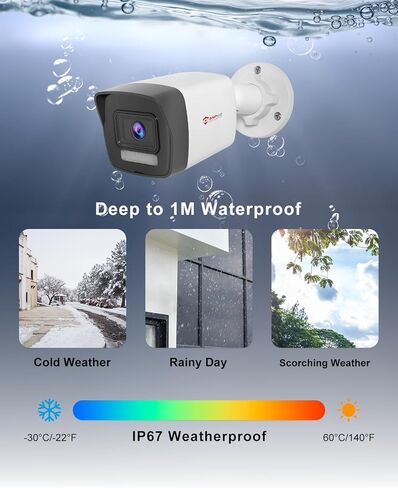 كاميرا Anpviz 5MP PoE IP خارجية، رؤية ليلية ذكية ذات لون فاتح مزدوج + صندوق توصيل، دعامة تثبيت على السقف، JB-B1278W in Kuwait