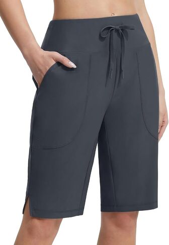 BALEAF Women's 11" Long Swim Board Shorts High Waisted Knee Length Swimming Bottoms Quick Dry Swimsuits with Pockets Liner in Saudi Arabia