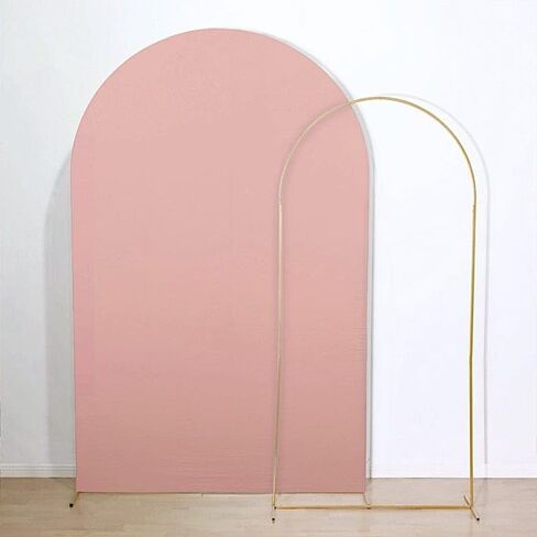 8 feet Nude Fitted Matte Spandex Round Top Wedding Arch Backdrop Stand Cover Party Events Reception Home Decorations Supplies in Saudi Arabia