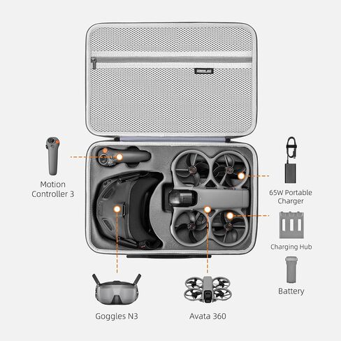 حقيبة حمل Coyktonty لملحقات DJI Avata 360، حقيبة حمل PU محمولة لـ DJI Avata 360 Motion Fly More for RC Motion 3، Goggles N3، محور الشحن in Kuwait
