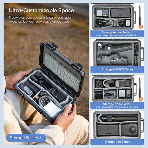 حافظة صلبة من STARTRC PHOTO DIY لملحقات DJI Osmo Pocket 4/3، حقيبة كاميرا محمولة مقاومة للماء، حقيبة تخزين للسفر متوافقة مع Osmo Action 5 Pro/6/OM 8/7P in Kuwait