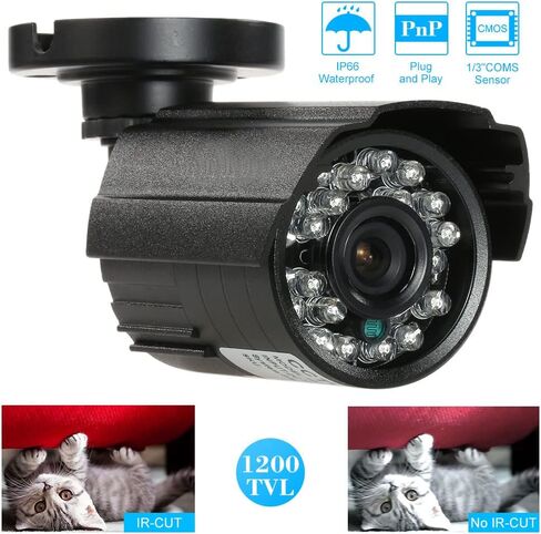 1200TVL رصاصة كاميرا CCTV كاميرا الأمن للماء كاميرا مراقبة المنزل مع 24 مصابيح الأشعة تحت الحمراء للرؤية الليلية تتبع السيارات توازن اللون الأبيض IP66 للماء التوصيل والتشغيل in Kuwait