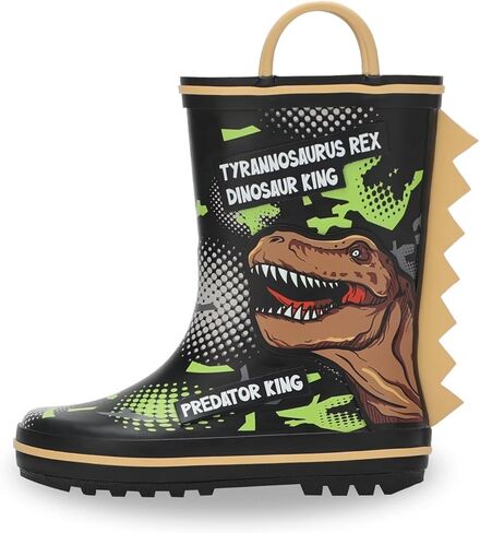 EUXTERPA Toddler Rain Boots for Boys Girls Waterproof Kids Printed Rubber Boots with Easy On Handles in Saudi Arabia