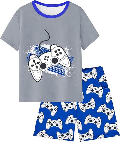 Fiodrimy Boys Pajamas Big Boys Summer Summer Short PJ Set Kid Sleepwear Boys Pajamas Size 8-14 in Saudi Arabia